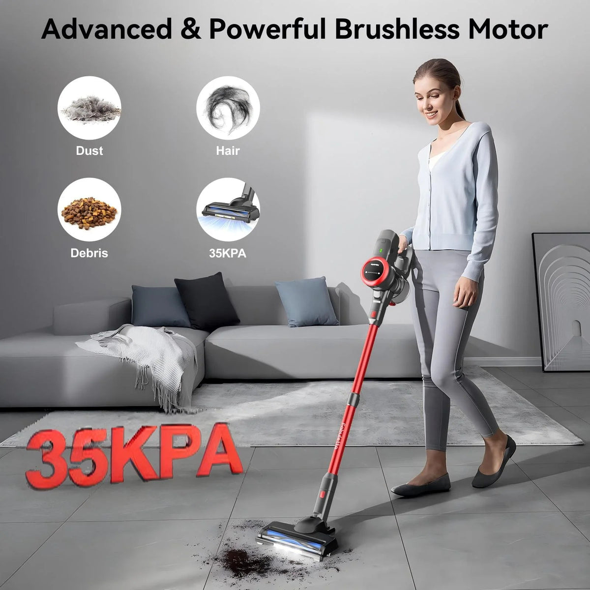 Lazyswan Cordless Stick Vacuum Cleaner 35KPA 400W 50min