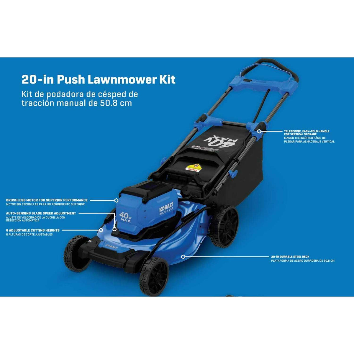 Kobalt Gen4 40-Volt 20-in Cordless Push Lawn Mower 6 Ah - KPM 1040A-03