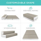 Best Choice Products Queen-Size 4in Tri-Fold Foam Mattress With Carry Case - Grey
