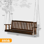 VINGLI Heavy Duty 880 LBS 5 FT Wooden Porch Swing Bench - Rustic