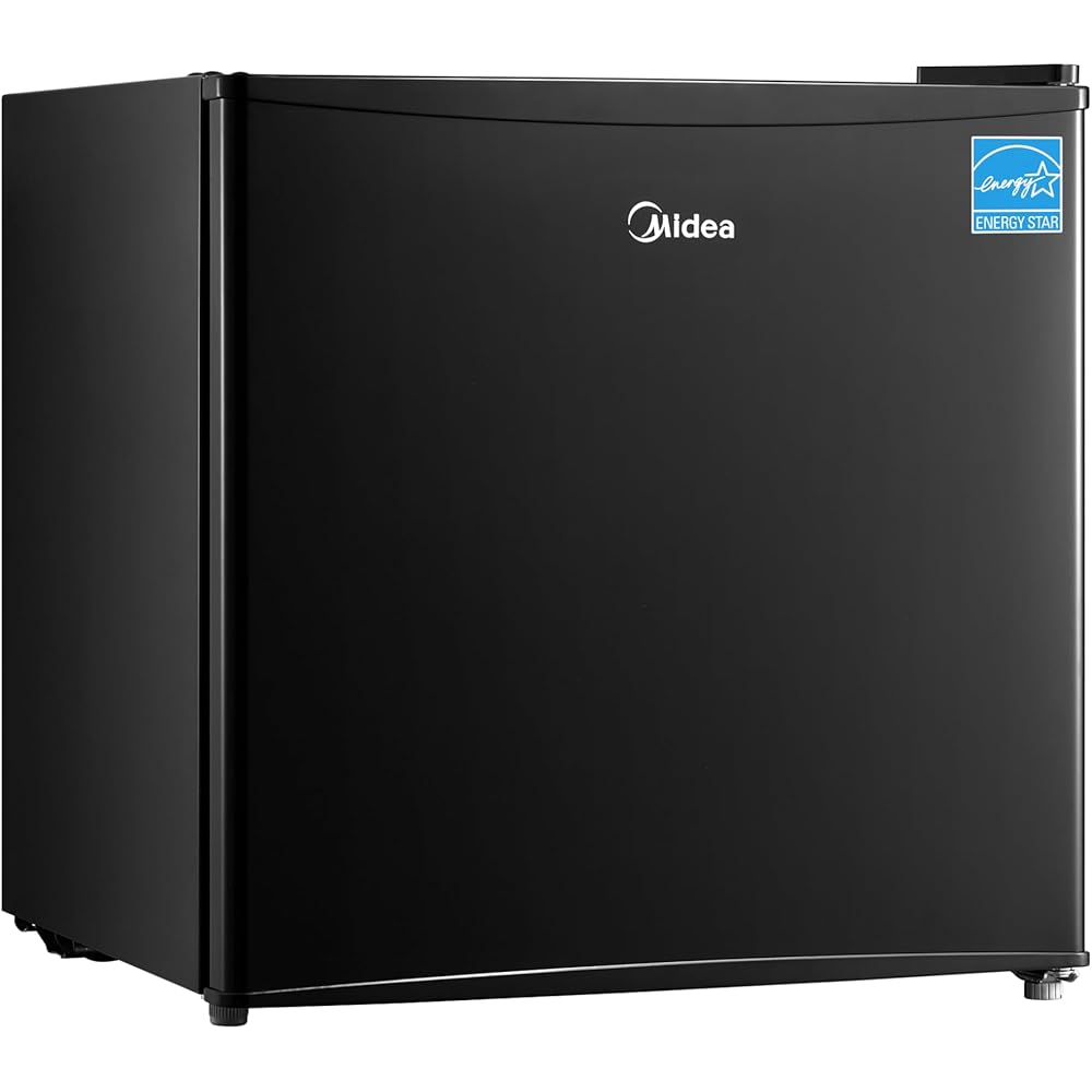 Midea Compact Single Reversible Door Refrigerator, 1.6 Cubic Feet, Black - WHS-65LB1