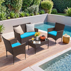 4-Piece Patio Rattan Wicker Furniture Set - T-LCRF834M18