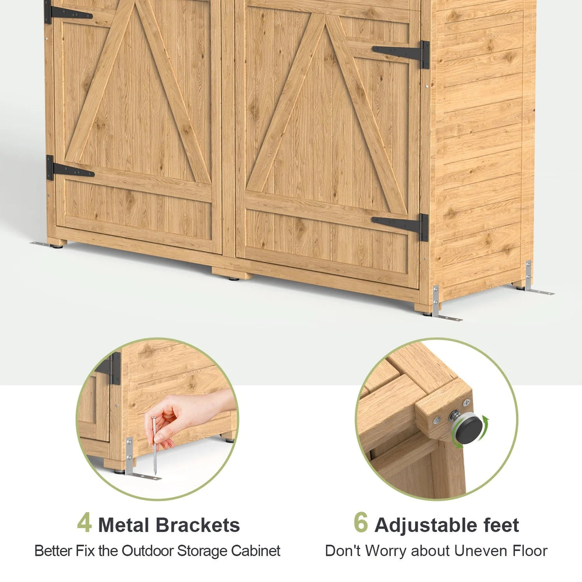 Lofka Outdoor Storage Cabinet With 2 Lockable Doors And 2 Adjustable Shelves, 34.3 x 18.3 x 63.2 in