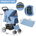 Foldable 4 Wheel Pet Stroller With Cup Holder