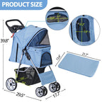 Foldable 4 Wheel Pet Stroller With Cup Holder