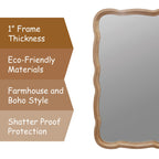 Curved Scallop Wood Frame Accent Mirror, 23.5 in L x 38 in W x 1 in H - Antique-Brown Or White