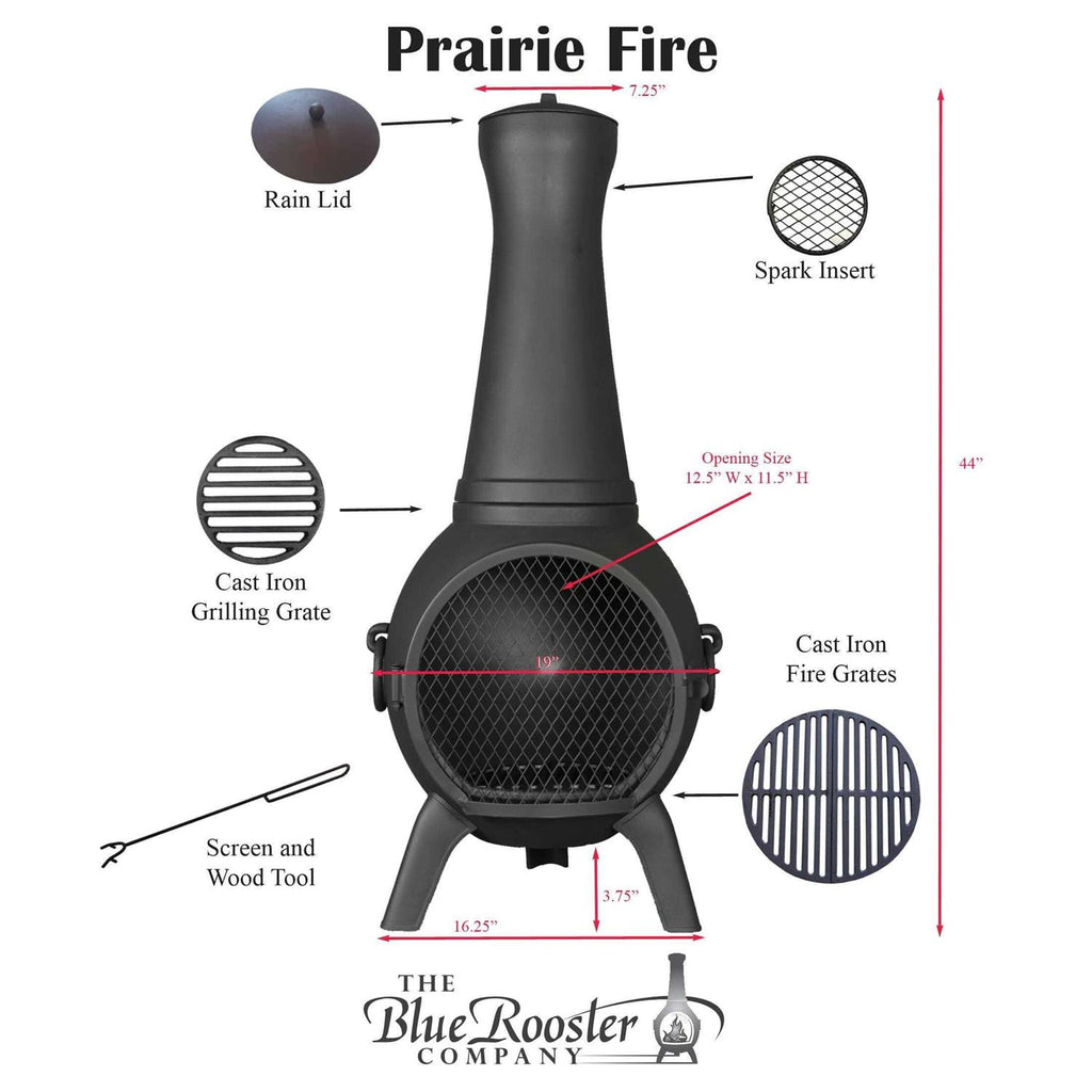 The Blue Rooster Prairie Fire Cast Aluminum Outdoor Chiminea Fireplace - Prairie Fire