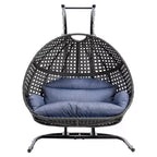 Patio Wicker Swing Chair With Stand and Rain Cover - Brown or Black