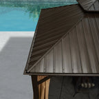 Aluminum Patio Gazebo 16 Ft. W x 12 Ft. D - Dark Brown