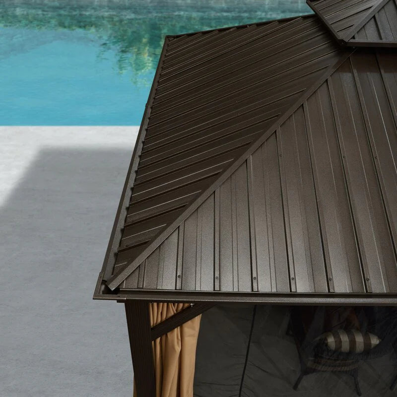 Aluminum Patio Gazebo 16 Ft. W x 12 Ft. D - Dark Brown