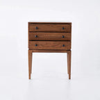 Walnut Ash Wood Chest Cabinet With 3 Drawers, 23.6 x 14.2 x 31.5 in