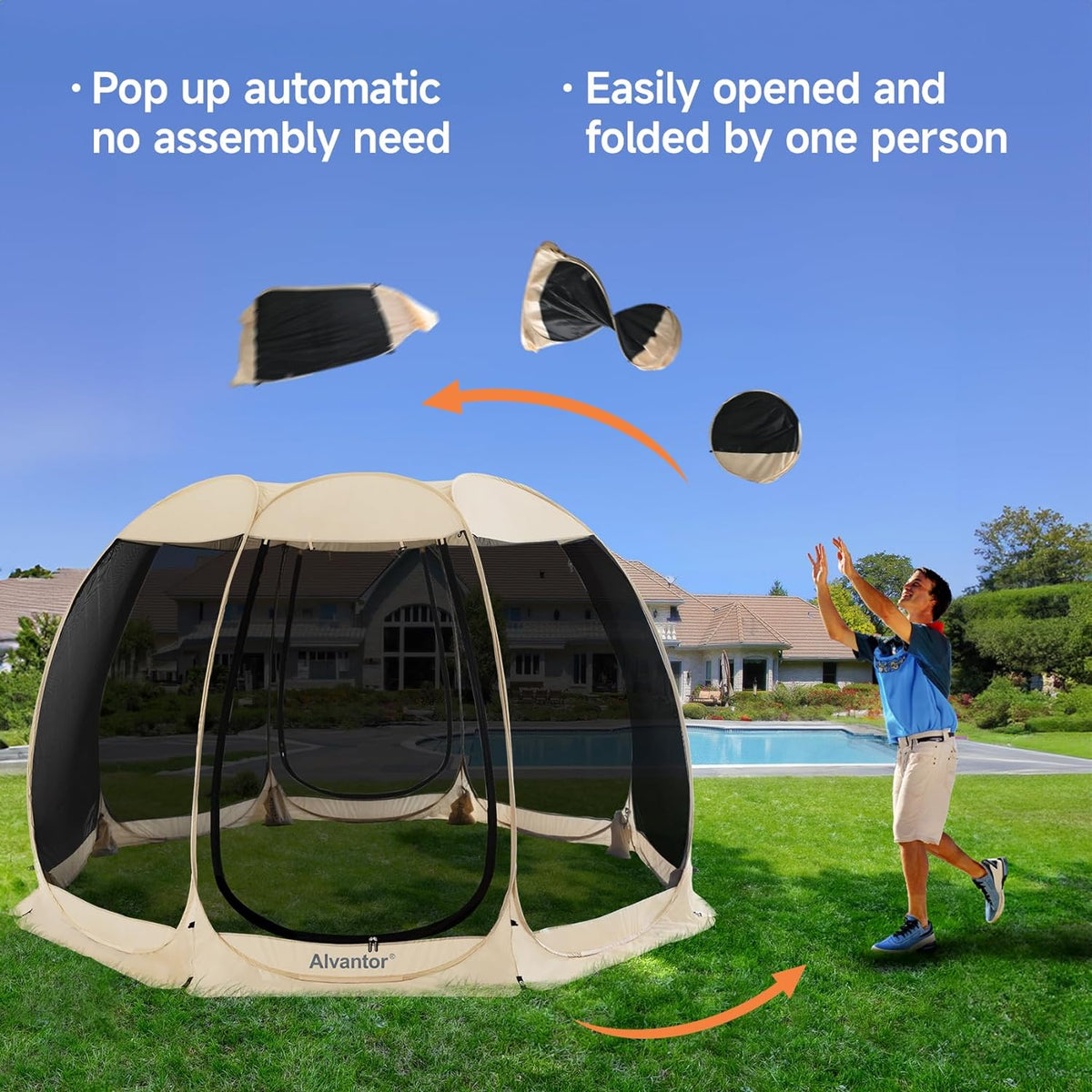 Alvantor Screen House Camping Tent 12'x12' Beige - 9020#E8