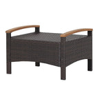 Costway Set Of 2 Patio Rattan Ottoman Footrests With Cushions, Mix Brown/Beige, 25 x 20 x 16 in