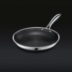 HexClad Hybrid Stainless Steel Cookware Pan Set, 6 Piece, 8 inch, 10 inch, 12 inch, Glass Lids, Black