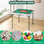 Costway Folding Mahjong Table With Cup Holders, Felt Mat And Carrying Handle - 35in x 35in x 29in