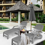 Folding Plastic Outdoor Chaise Lounge Chair With Wheels, 6-Position, 65.5 x 29 x 16.5-37 in, 330 lbs