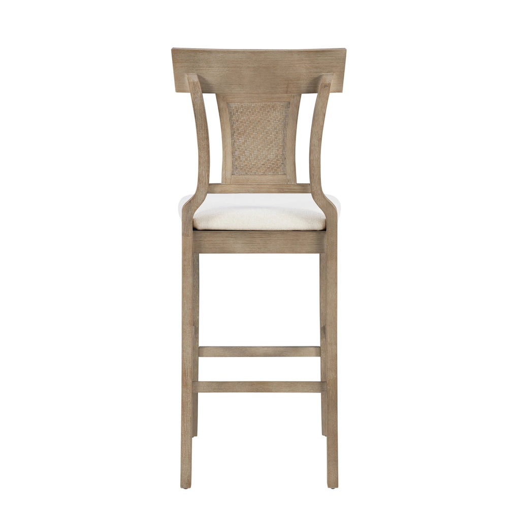 Linon Bar Stool 30 inch Rustic Brown Finish With Beige Fabric - Rylan