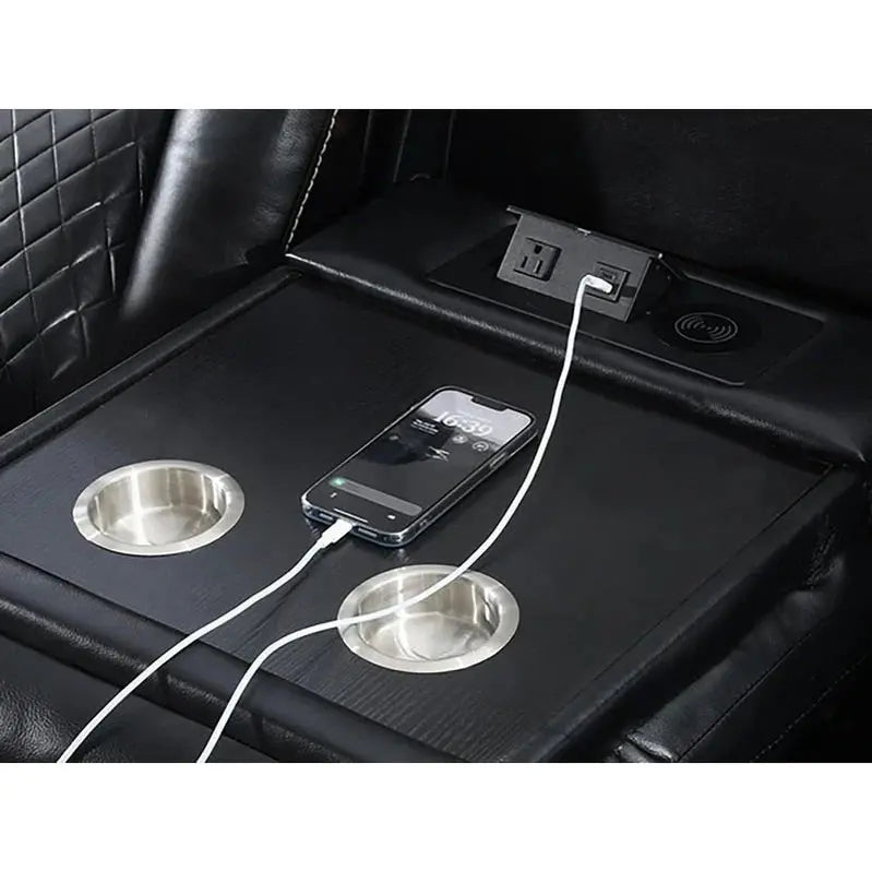 Power Reclining Sofa With Wireless Charging, Reading Light, USB/AC Ports And Cup Holders