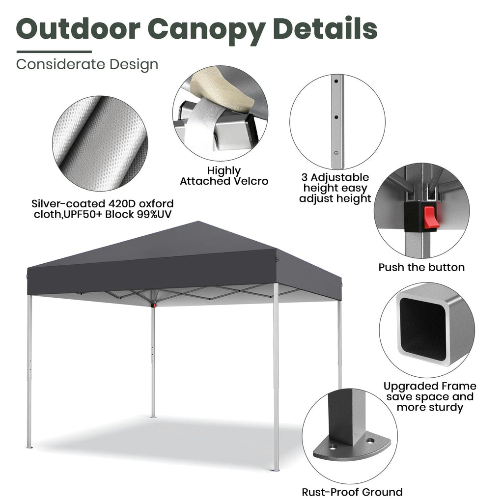 GVDV 10x10 ft Easy Pop Up Outdoor Canopy Tent - Blue