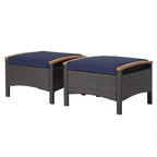 Costway Set Of 2 Patio Rattan Ottoman Footrests With Cushions, Mix Brown/Beige, 25 x 20 x 16 in