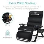 Best Choice Products Oversized Zero Gravity Folding Recliner With Removable Cushion And Side Tray - Fossil Gray
