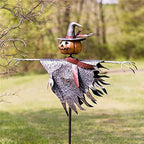 BE-STRONG Halloween Scarecrow Jack Lantern Decoration, 48.75 x 12 x 67.5 in, Metal + Resin - B09D3C7BZ3