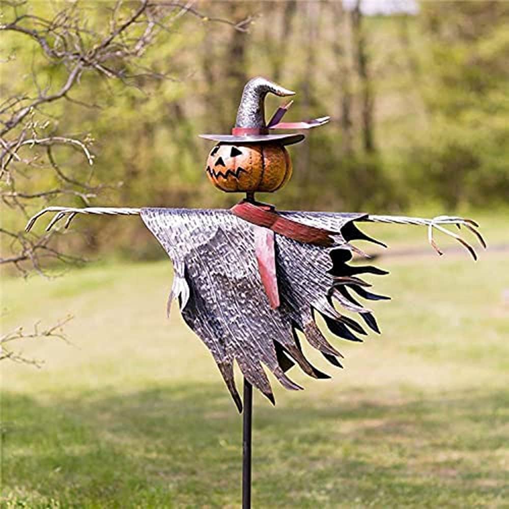BE-STRONG Halloween Scarecrow Jack Lantern Decoration, 48.75 x 12 x 67.5 in, Metal + Resin - B09D3C7BZ3
