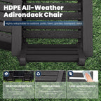PLUUV Tall Adirondack Bar Chairs Set of 2, All-Weather HDPE - Removable Double Connecting Trays
