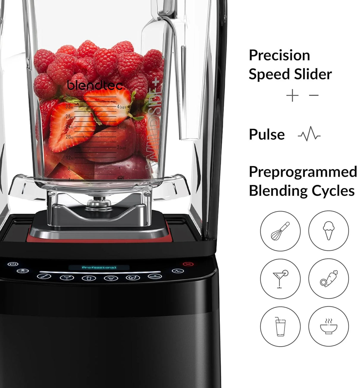 Blendtec Professional 800 Blender With WildSide+ Jar, 90 oz, Black - P800C2901-A1AP1D