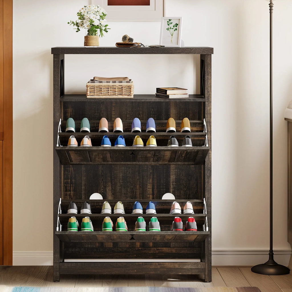 Shoe Storage Cabinet Organizer With 2 Compartments, 9.8 x 31.5 x 43.5 Inches