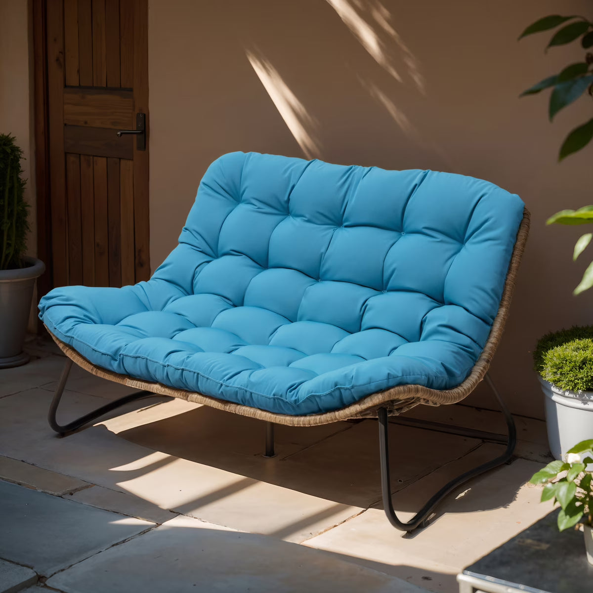 Crestlive Products Patio Loveseat With Cushions, Beige, 53 in x 36 in x 30 in, 350 Pounds Capacity