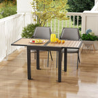 Extendable Outdoor Dining Table, Aluminum Frame, Dark Grey, Slatted Top - 80D x 160W x 75H Centimetres