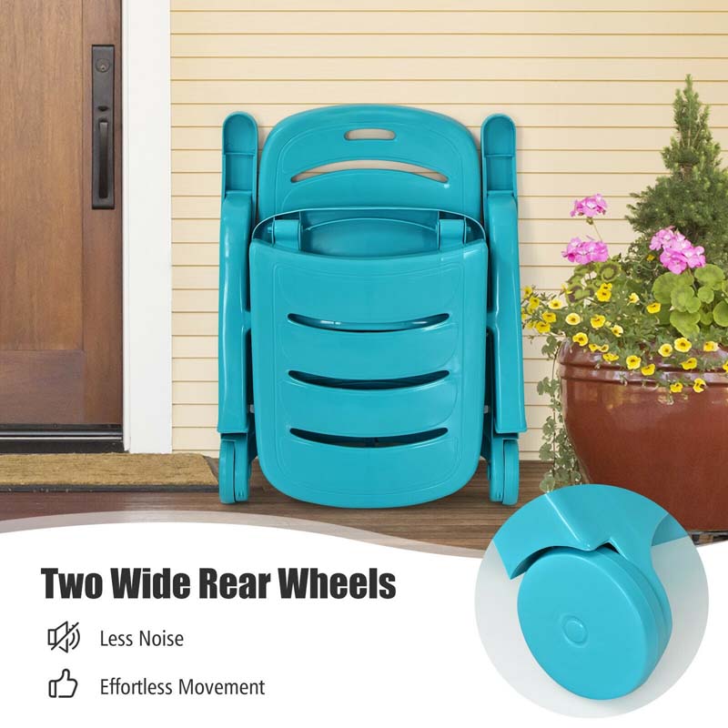 Rolling Folding Plastic Pool Lounge Chair With Armrests, 5 Position - Patio Deck Beach Chair