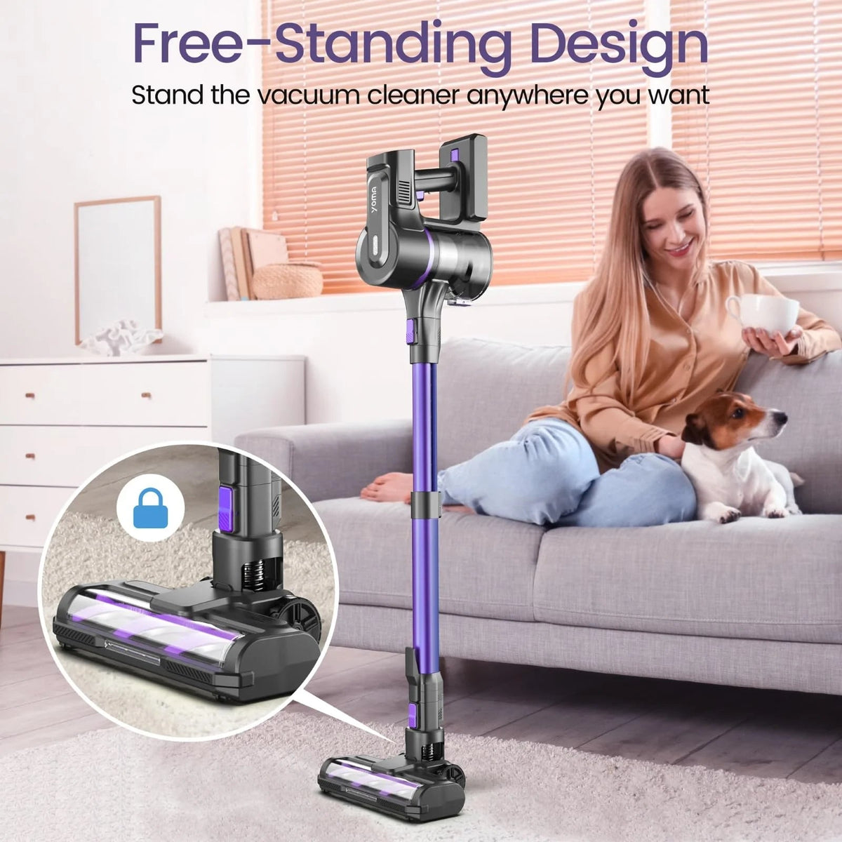 YOMATECH Cordless Stick Vacuum Cleaner, 30KPa, 365W, 6-in-1 - S100