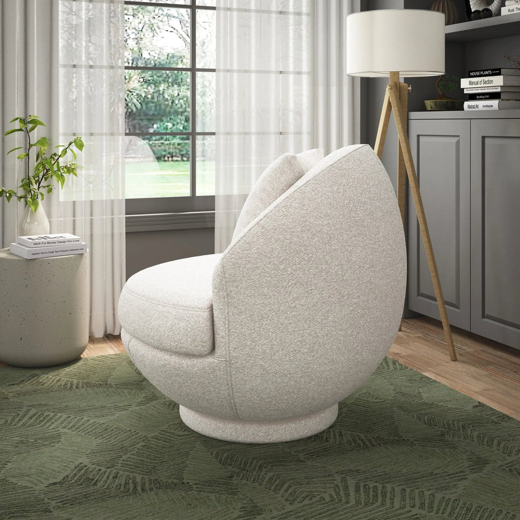 Hillsdale Boulder Upholstered Swivel Storage Chair, Ash White