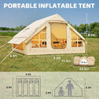 ABORON 6-Person Inflatable Camping Tent, 10 ft x 7 ft, Waterproof Windproof Oxford Fabric - Integrated Pump