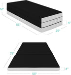 Best Choice Products Queen-Size 4in Tri-Fold Foam Mattress With Carry Case - Grey