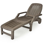 Folding Plastic Outdoor Chaise Lounge Chair With Wheels, 6-Position, 65.5 x 29 x 16.5-37 in, 330 lbs