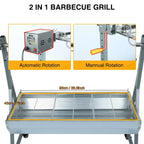 Rocita Charcoal Rotisserie Grill Roaster 132lbs, 38.5in x 18.1in, Stainless Steel, 25W Motor And Hand Crank
