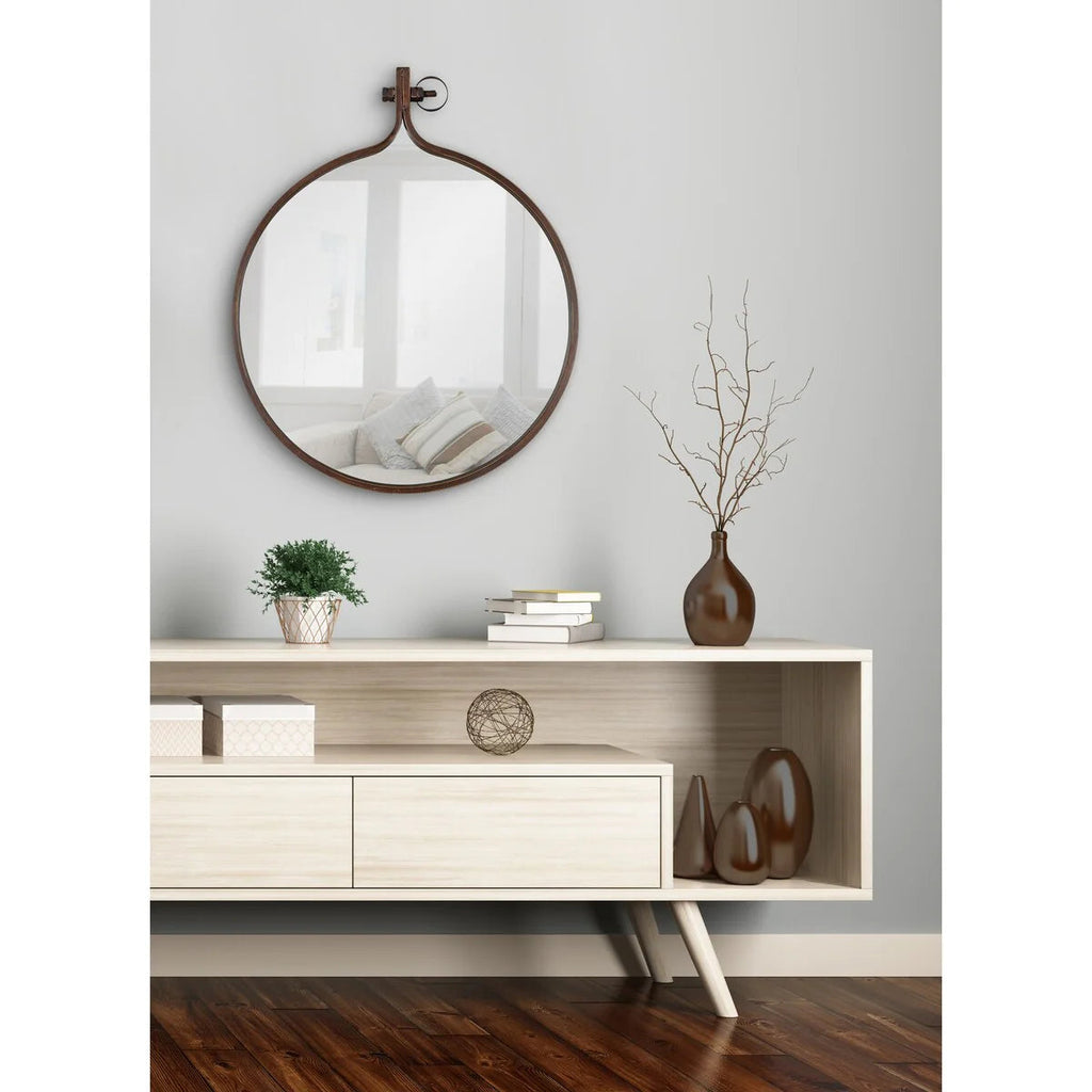 Modern Round Wall Mirror With Decorative Metal Frame