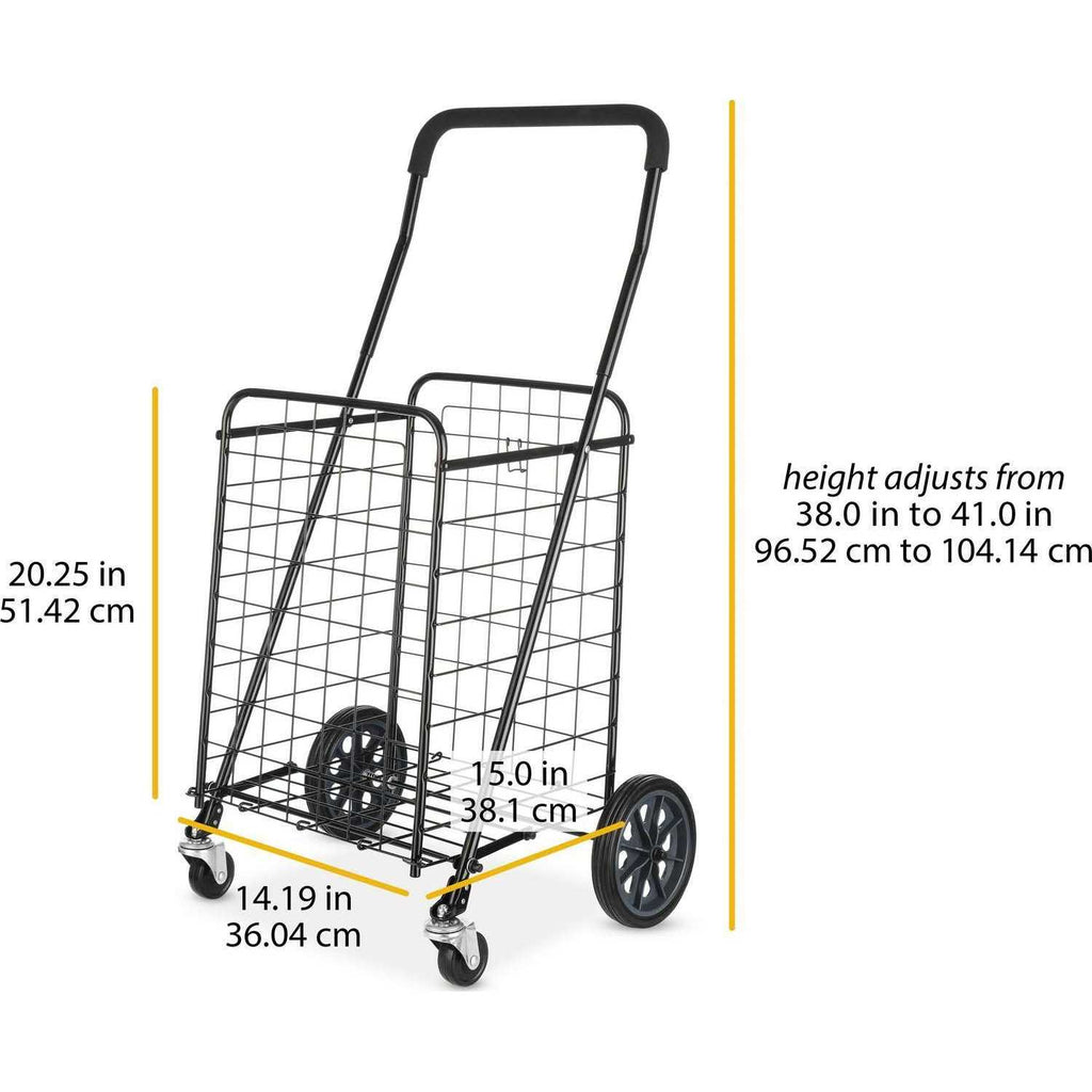 Mainstays Adjustable Rolling Shopping Cart - Black
