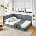 Full Upholstered Tufted Velvet Daybed Frame With Backrest And Armrests, Grey, 80.5'' x 59'' x 30.5''