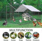 Metal Walk-In Chicken Run Cage With Cover, 10'L X 6.6'W X 6.56'H
