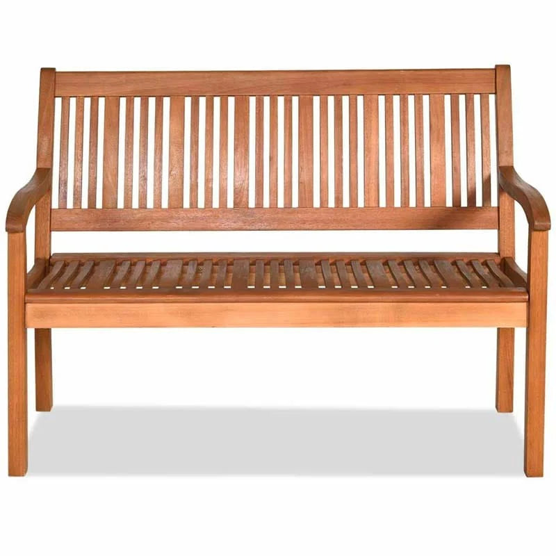Eucalyptus Wood Outdoor Garden Bench, 2-Person, 50 x 25 x 36 in