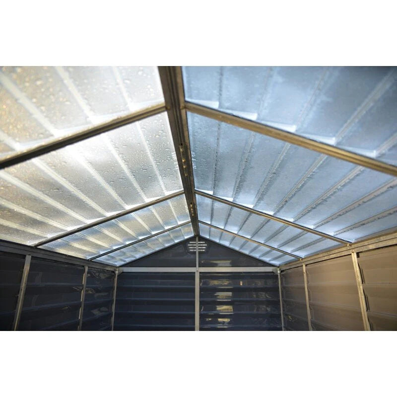 SkyLight Polycarbonate Storage Shed, Gray/Black, 6 ft W x 7.5 ft D