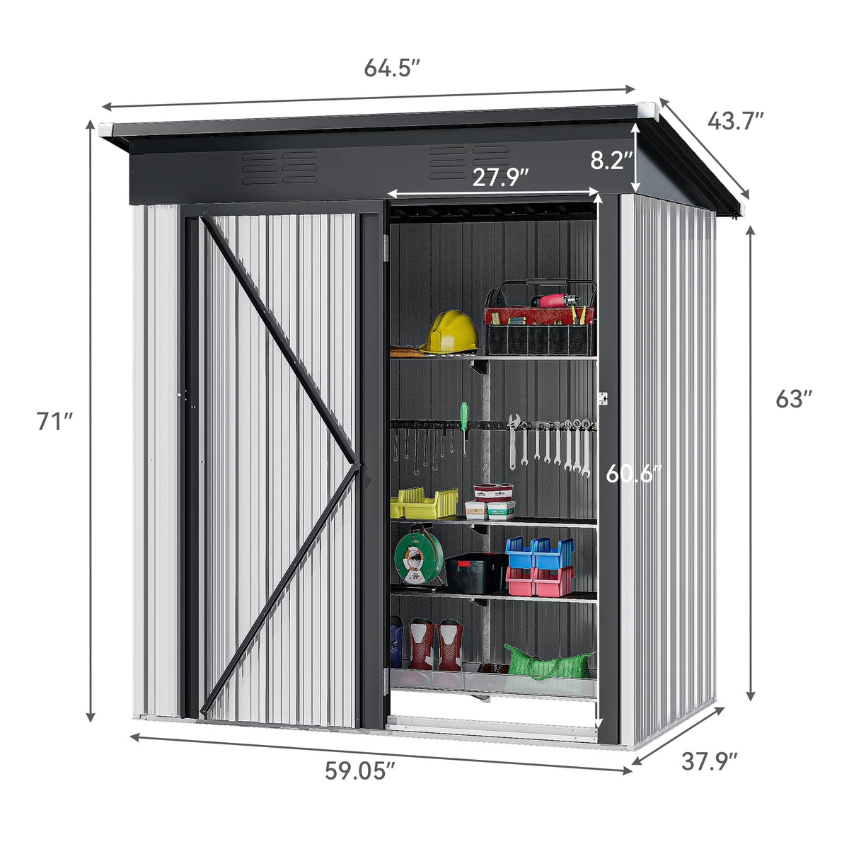 UFORIC Outdoor Storage Shed, 5 x 3 ft, Dark Gray