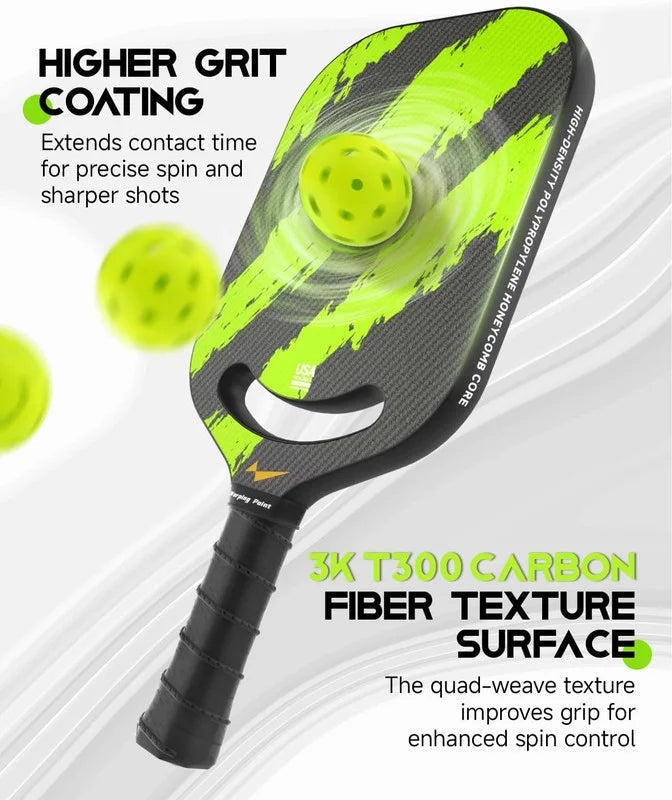Warping Point Carbon Fiber Pickleball Paddle With Textured Grit Surface - Ascent