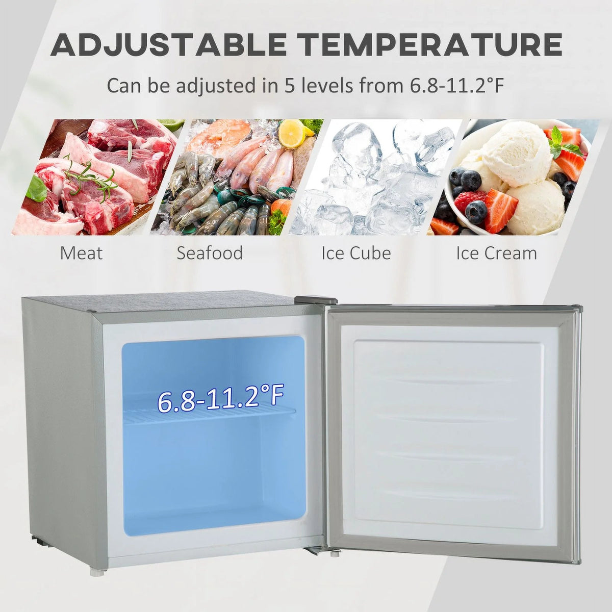 HOMCOM Compact Upright Mini Freezer, 1.1 Cu.Ft, Gray 05