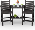 PLUUV Tall Adirondack Bar Chairs Set of 2, All-Weather HDPE - Removable Double Connecting Trays