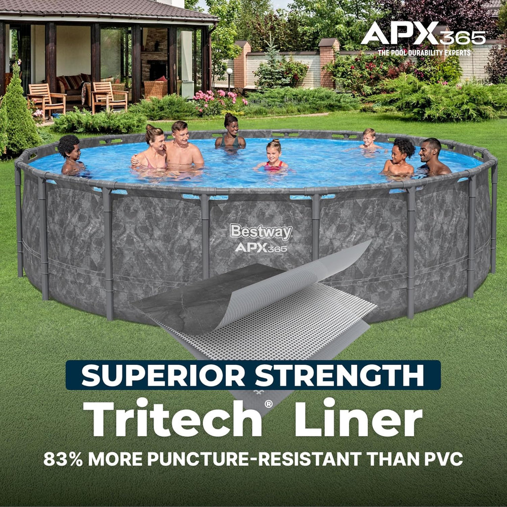 Bestway Above Ground Pool Set, 18 ft x 52 in, Dark Marble - APX 365